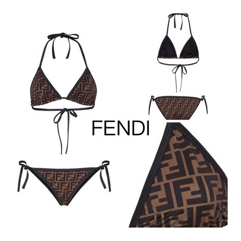 fendi swimsuit two-piece|fendi bikini brown.